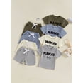 thumbnail image 3 of Toddler Baby Boys Summer Outfits 6 12 18 24 Months 2T 3T Letter Embroidered Waffle Short Sleeve T-Shirts Elastic Waist Shorts 2Pcs Clothes Set, 3 of 9