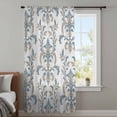 thumbnail image 4 of Blue Tan Flower Sheer Curtains 63 Inches Long, Abstract Vintage Ethnic Tribal Boho Light Filering Curtains, Breathable Simi Curtain Privacy Drapes for Living Room Bedroom Lightweight Window Treatment, 4 of 9