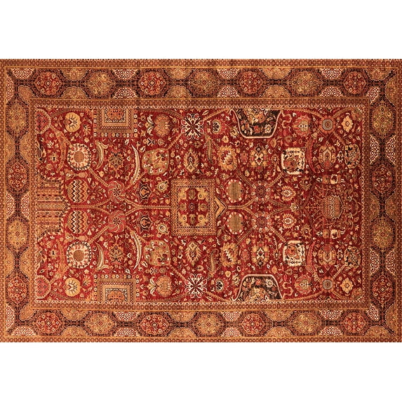 Ahgly Company Indoor Rectangle Oriental Orange Traditional Area Rugs, 4' x 6'