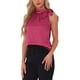thumbnail image 4 of INSPIRAR CHIC Blusas de Trabajo Sin Mangas de Satén para Mujeres con Lazo en el Cuello Color Sólido L Rosa Fucsia, 4 of 5