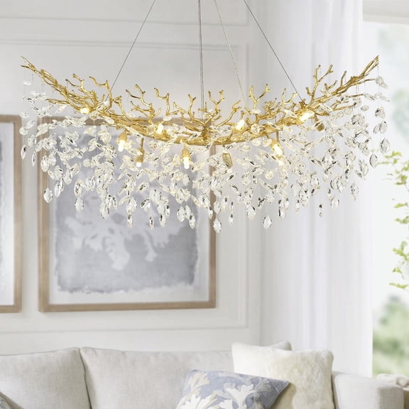 SJIGUANGZ Chandeliers for Dining Room,47.2" Farmhouse Tree Branch Chandelier Modern Industrial Rectangular Raindrop Chandelier for Dining Room, Living Room, Kitchen Island, Bedroom, Entryway