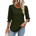 thumbnail image 5 of Blouses for Women Dressy Casual 3/4 Length Sleeve Womens Tops with Smocked Cuffs, 5 of 8