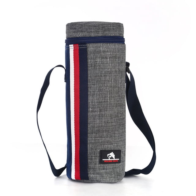 Greeniant Bolsa aislante de botella de agua de tela Oxford, bolsa de mantenimiento caliente de refrigeración Kits de desorden para acampar Gris