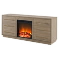 thumbnail image 4 of Evelyn&Zoe Greer Rectangular TV Stand with Log Fireplace for TV's up to 65" in Antiqued Gray Oak, 4 of 5