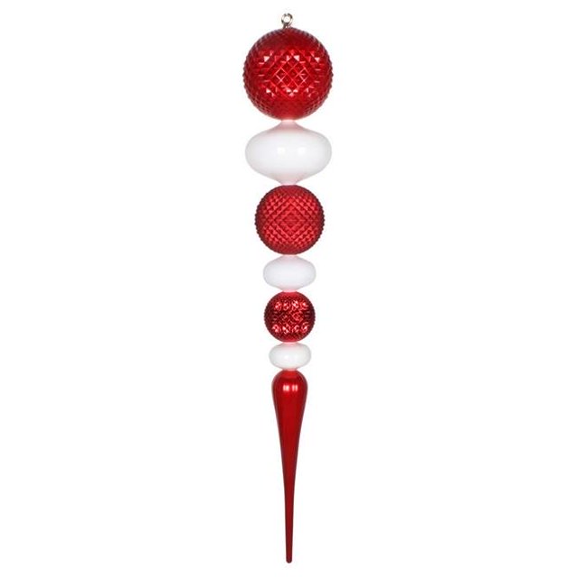 Vickerman MT199293 Ornement de Finial Durian Rouge et Blanc de 42 Po
