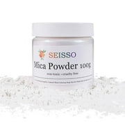 SEISSO Mica Powder Silver White - 100 Gram/ 3.5 Ounce Fine Shimmer Pigment, Natural Non- Toxic Colorant Dye for Craft Soap Making Bath Bomb Epoxy Resin Paints