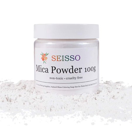 SEISSO Mica Powder Silver White - 100 Gram/ 3.5 Ounce Fine Shimmer Pigment, Natural Non- Toxic Colorant Dye for Craft Soap Making Bath Bomb Epoxy Resin Paints