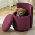 thumbnail image 3 of Velvet Swivel Vanity Chair with Storage, Swivel Makeup Chair with Wave Back, No Assembly Small Accent Stool for Bedroom, Dressing, Living Room,Wine, 3 of 15