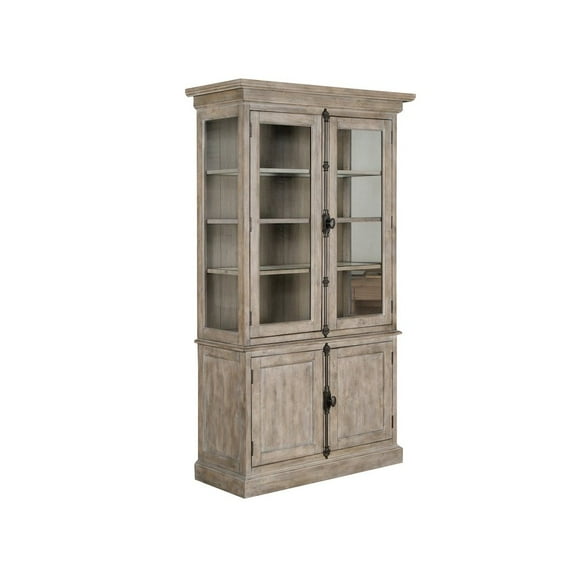 Magnussen Tinley Park Pine Wood China Cabinet in Dovetail Gray