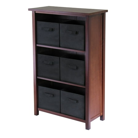 Winsome Wood Verona Storage Shelf with 6 Foldable Fabric Baskets