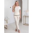 thumbnail image 2 of Conjunto 2 Piezas, Blusa Manga Corta y Pantalón Recto con Abertura, Estilo Elegante y Moderno para Mujer, 2 of 5