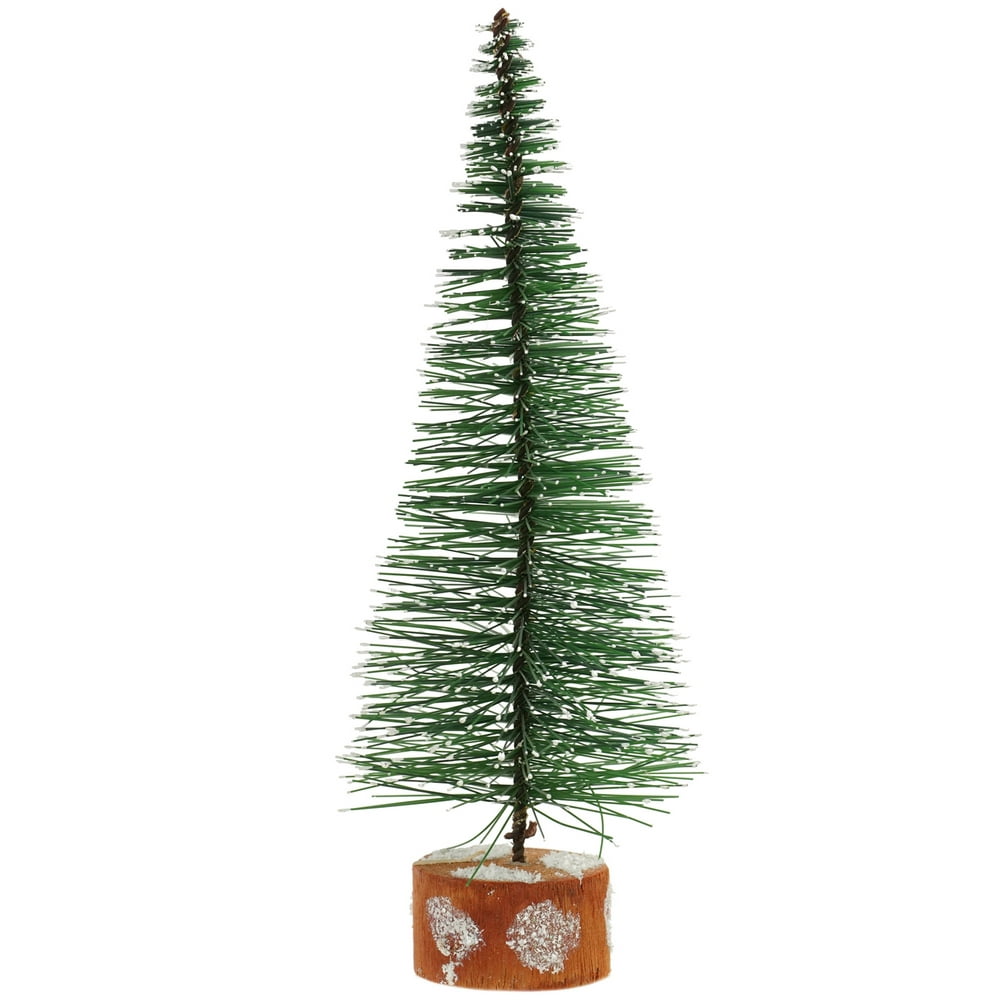 9" Frosted Green Bottle Brush Artificial Mini Pine Christmas Tree Unlit