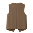 thumbnail image 6 of Lovskoo Women's Solid Color Waistcoat Suit Fabrics Pockets Sleeveless Vest V Neck Button Down Fashion Dressy Blazer Jacket Khaki, 6 of 7