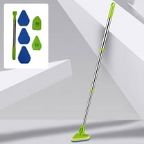 37" Extendable Long Handle Scrub Brush with Stiff Bristles & 3 Sponge Pads-180° Rotatable Floor & Tile Cleaner for Bathroom,Shower,Bathtub