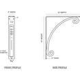 thumbnail image 2 of Ekena Millwork 2"W x 12"D x 15"H Legacy Wrought Iron Bracket, (Triple center brace), Antiqued Pewter, 2 of 8