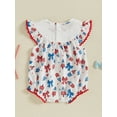 thumbnail image 4 of Okbabeha Newborn Baby Girls 4th of July Outfits Fourth of July Bubble Romper Fly Sleeve USA Flag Embroidery Bodysuits Summer Independence Day Clothes, 4 of 8