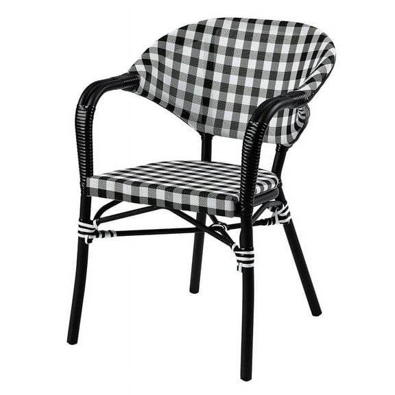 Furniture of America Tidez French Aluminum Patio Arm Chair in Black