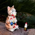 thumbnail image 1 of Estatua De Gato Gnomo Estatua de gnomo comiendo gato, adornos artesanales de resina Animal, decoración de escritorio para jardín Ndcxsfigh  Libre de BPA, 1 of 6