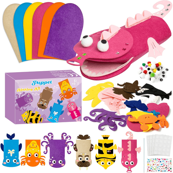 MALLMALL6 Ocean Animals Puppet Making Kits, 6 Pieces