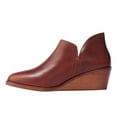 thumbnail image 3 of YDN Women Fashion Almond Closed Toe V Cutout Booties Wedge Low Heel Pull On Ankle Boots Formal Business Office Shoes Size 8 Reddish Brown, 3 of 4