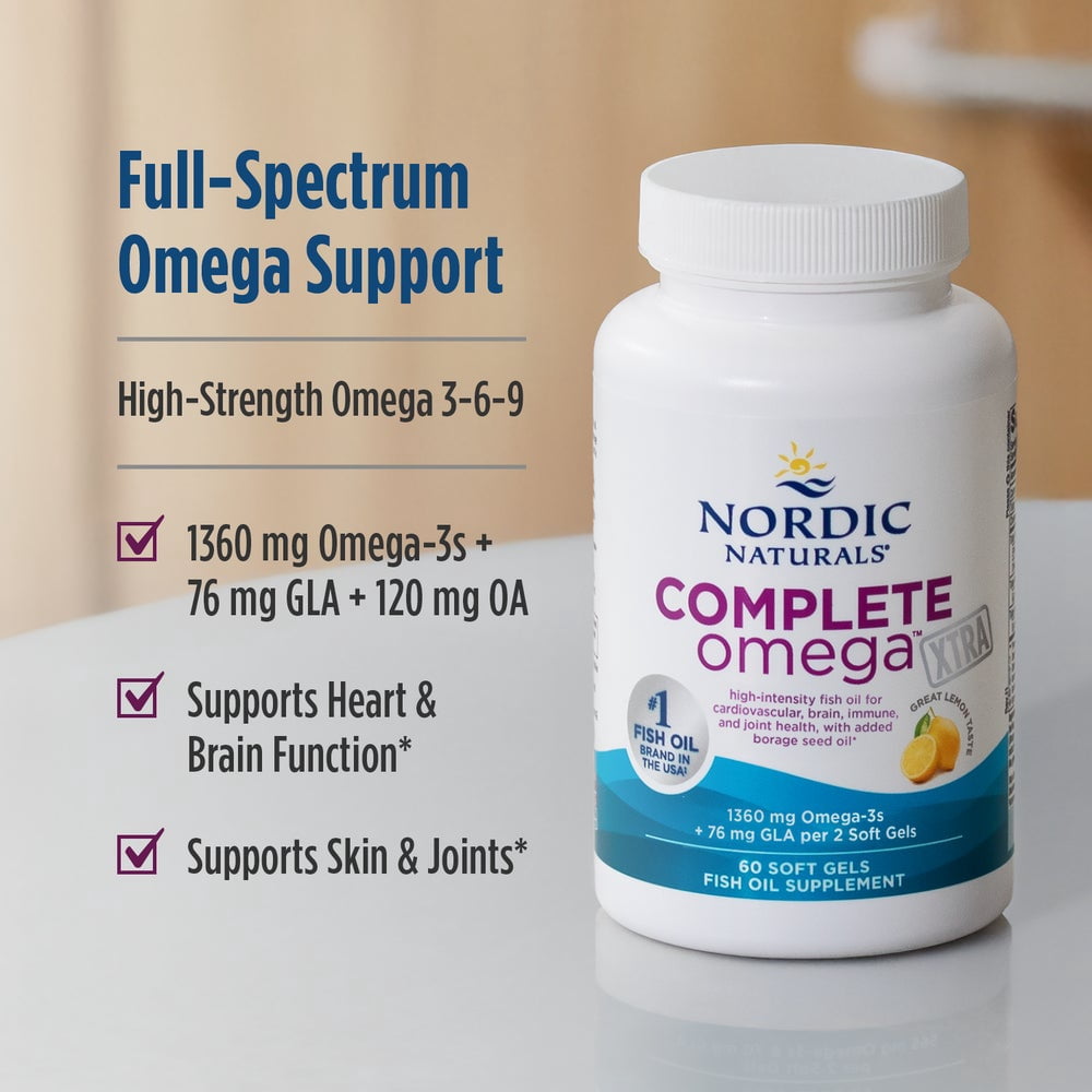 Nordic Naturals Complete Omega Xtra Softgels, Lemon, 1436 Mg Fish Oil 60 Ct