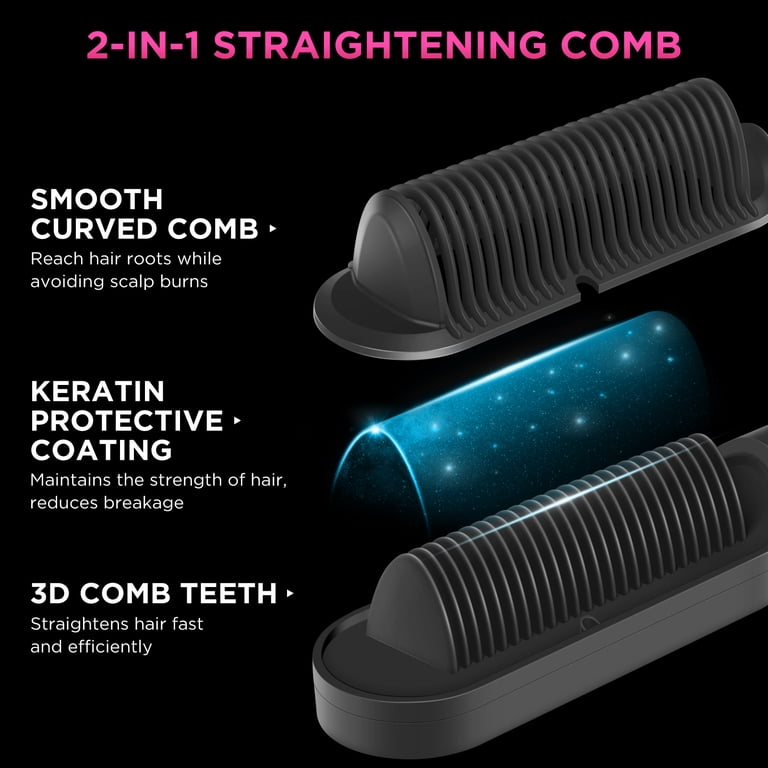 Prizm Hair Straightener Brush, Ceramic Tourmaline, Titanium, 20s