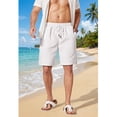 thumbnail image 2 of COOFANDY Mens Linen Shorts 9" Casual Beach Shorts Elastic Waist Summer Vacation Short, 2 of 6
