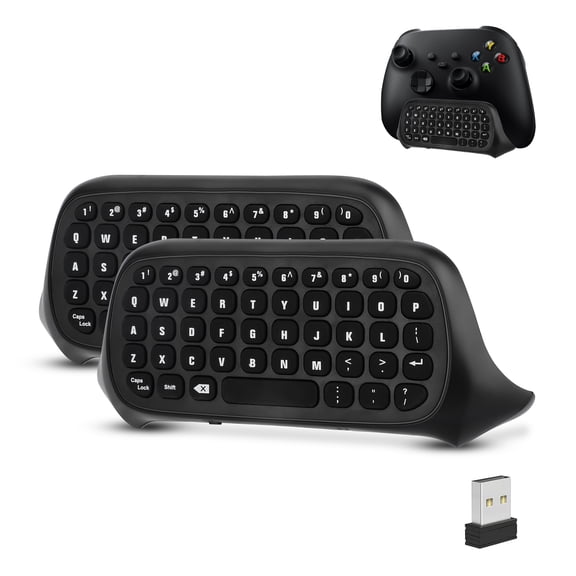 Wireless Game Controller Keyboards Fit for Xbox Series S/X, Xbox One/S, TSV 2.4G Mini QWERTY Keyboard Gaming Message Chatpad with USB Receiver, 3.5mm Audio Jack