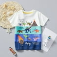 thumbnail image 2 of XUELUO Kids Boys Athletic Shirts Summer Dinosaur Print Round Neck Short Sleeve Breathable Casual Outdoor Comfortable T-Shirts Daily-Wear,White,5-6 Years, 2 of 7