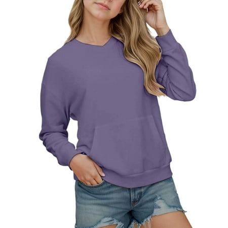 REDARER Oversized Girls Hoodies Casual Long Sleeve Pullover Sweatshirts with Pocket Drop Shoulder Cute Loose Fit Top for Teen Girls Kids Clothing Size:4-5 Years