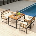 thumbnail image 2 of Gymax 4 PCS Acacia Wood Patio Dining Set w/ 1 Rectangular Table 1 Loveseat & 2 Armchairs, 2 of 10