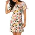 thumbnail image 2 of Naloa Peach With Leaves1 Print Women Nightgowns,Womens Loungewear,Short Sleeve Sleepwear,Comfy Ladies Nightdress, 2 of 6