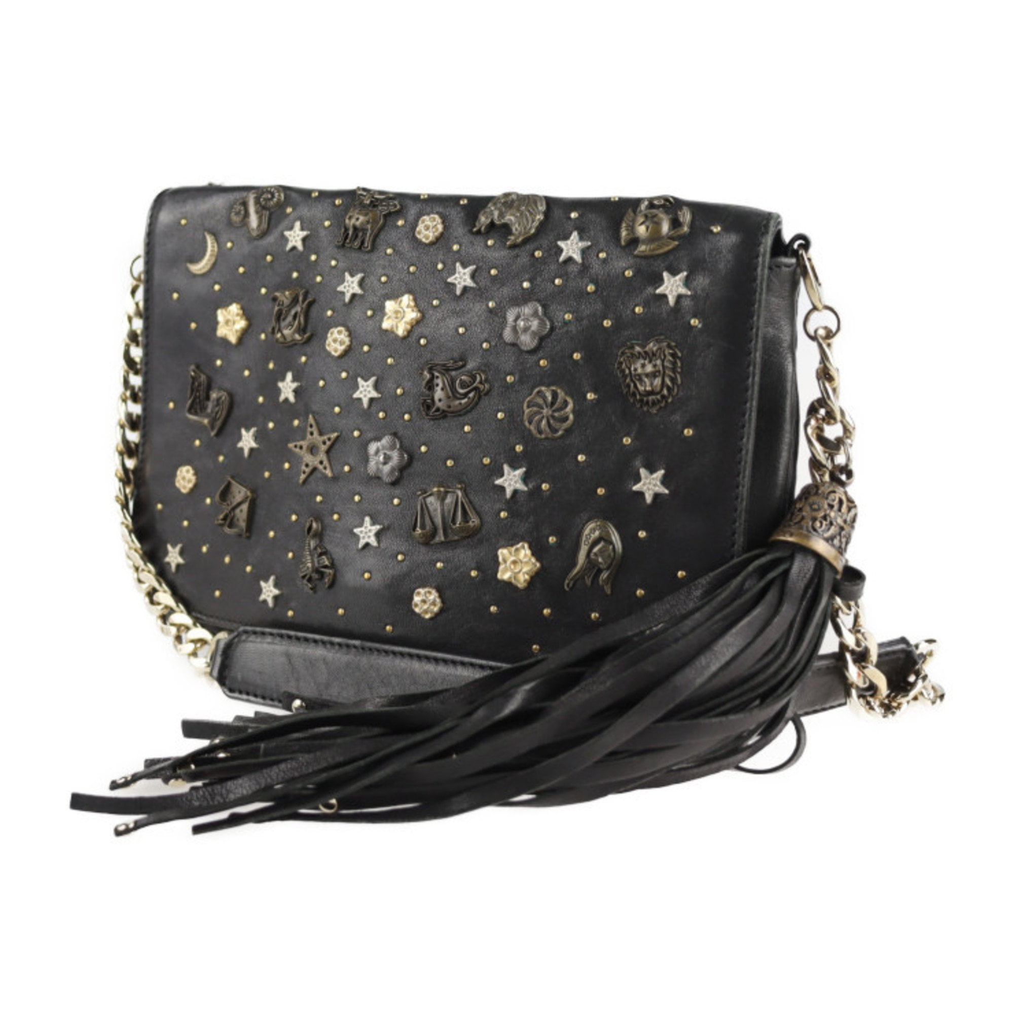 Pre-Owned JIMMY CHOO Jimmy Choo Zodiac Shoulder Bag Leather Pre-Owned JIMMY CHOO Jimmy Choo Zodiac Shoulder Bag Leather