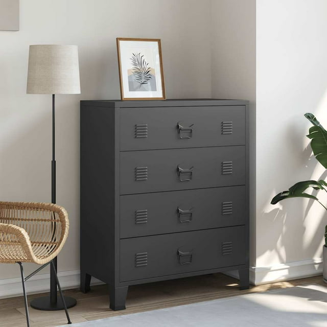 vidaXL Commode Métal Style Industriel 78x40x93 cm Noir
