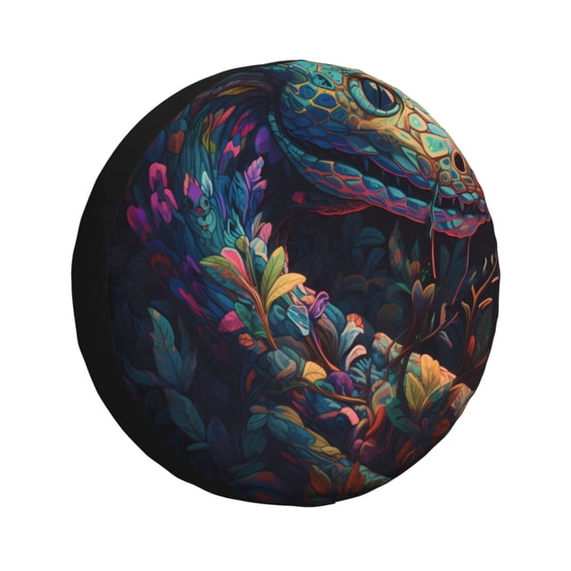 Balery Colorful Patterned Snake Cubiertas para Neumáticos - Protector Resistente para Neumáticos de Camioneta, SUV, Remolque, Camper y RV-15 inch