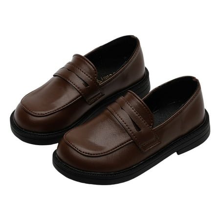 eczipvz Girls Size 11 Dress Shoes Little Kids School Uniform Shoes Formal Casual Oxfords Wedding Church Loafer Flats Brown 1.5 Big Kid