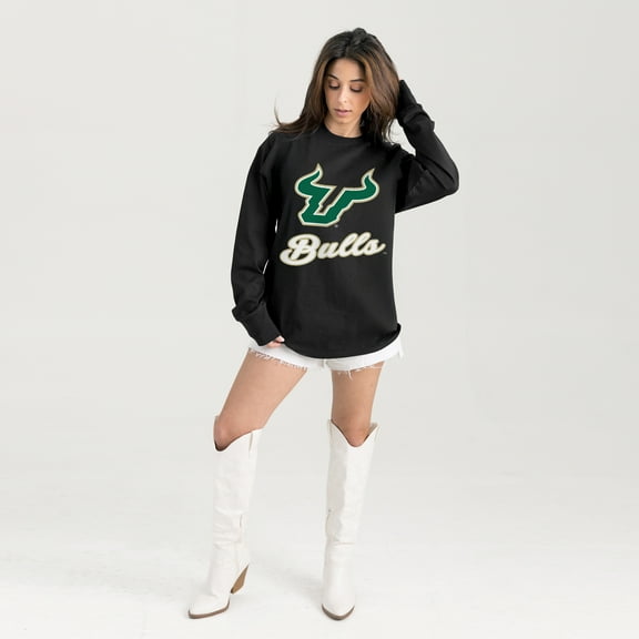 Women's Gameday Couture Black South Florida Bulls Oversized Honor Roll Long Sleeve T-Shirt