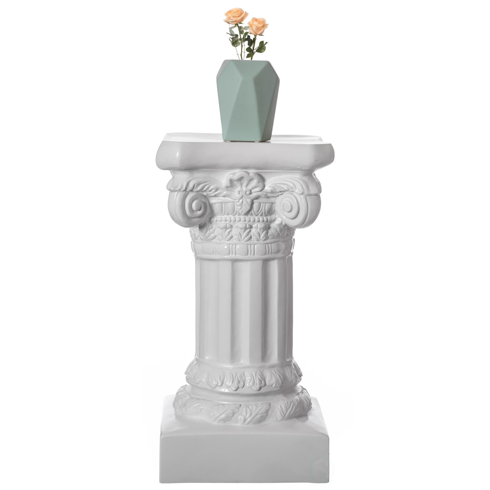Decor White Plinth Roman Style Column Pedestal Display Flower Vase Stand 