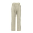 thumbnail image 4 of Dweltoz Womens Corduroy Pants High Waisted Wide Leg Pants 2025 Comfy Soft Straight Leg Pant Loose Trousers with Pockets,Beige L, 4 of 7