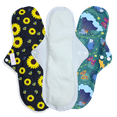 thumbnail image 1 of 3 Toallas nocturnas Sanitarias Ecológicas de Tela - Blanca-Girasoles, 1 of 3