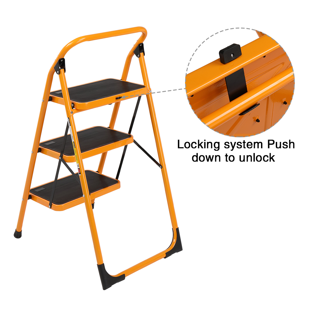 Ktaxon 3-Step Ladder, Lightweight Step Stool, 330 lb. Load Capacity, Iron - image 5 of 15