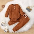 thumbnail image 4 of Odeerbi Baby Bodysuit Layette Set for Toddler Autumn Spring Girls Boys Solid Color 2024 Long Sleeved Jumpsuit Climbing Suit Fart Jacket Jacket Trousers Coffee, 4 of 7