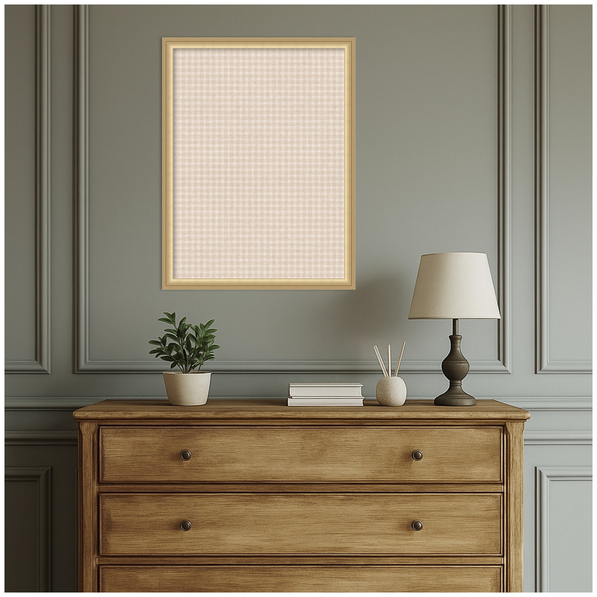 Kate and Laurel Framed Fabric Pinboard 20 x 26,  Printed Linen Classic Bulletin Board for Use as a Vision Board or Wall Organization, Florence Gold Frame
