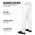 thumbnail image 4 of Exxact Sports Home Run Men's Baseball Pants without Piping - Full-Length, Semi-Relaxed Fit, Open-Bottom Adult Baseball Pants - (A2XL, White), 4 of 7