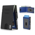 thumbnail image 1 of Funda plegable Wallet Umoven de piel con bloqueo RFID, color azul carbono, 1 of 6