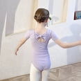 thumbnail image 5 of ‌LYMAYTER Girls Ballet Leotard kids Short Sleeve Dance Suit Cute Glitter Dance Dress Outfit 3-11Y, 5 of 8