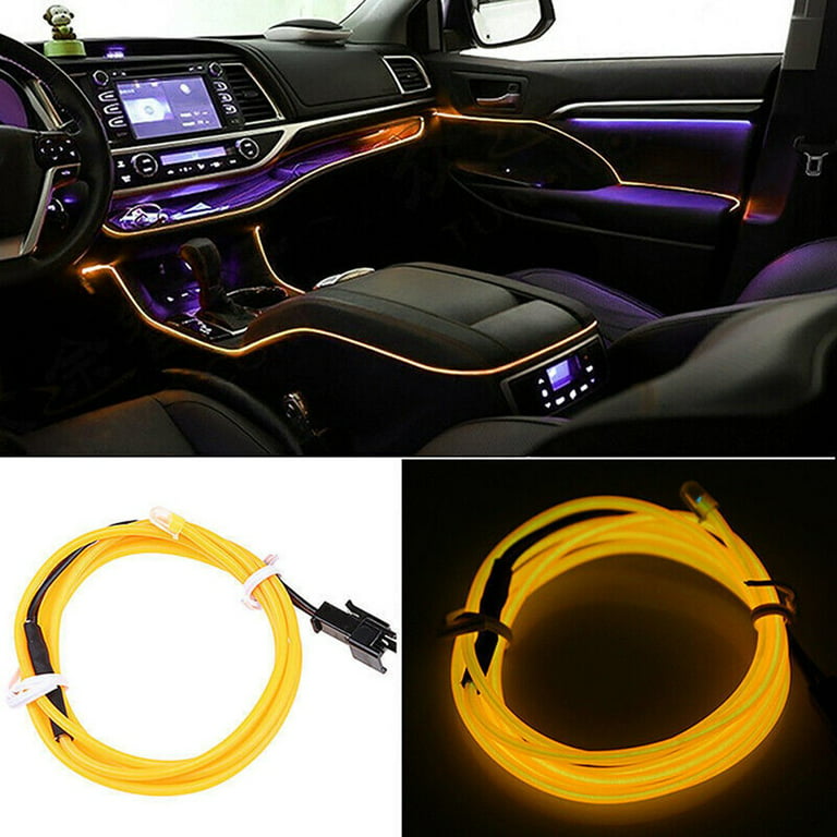Yellow 2m LED Car Interior Decorative Atmosphere Wire Strip Light  Accessories