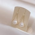 thumbnail image 4 of AIGIA Sterling Silver Pearls Drop Earrings for Women Pearls Dangle Earrings Threader, 4 of 6