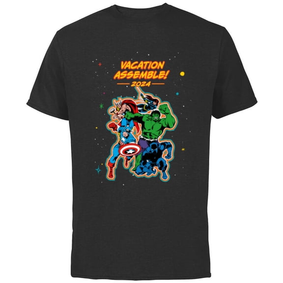 Marvel Avengers Group Trip Matching Vacation Assemble 2024 - Short Sleeve Cotton T-Shirt for Adults - Customized-Black