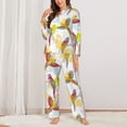 thumbnail image 2 of Pajama Sets for Women 2 Pcs, Cartoon Colorful Cute Parrot Button Down Long Sleeve Sleepwear Lounge PJ Sets, 2 of 6